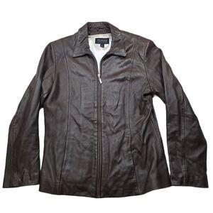Wilsons‎ Pelle Studio Leather Jacket Womens Large Brown Zip Front